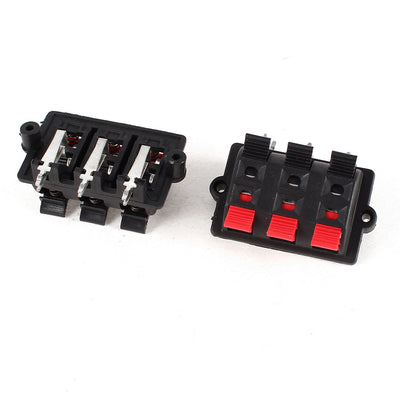 Harfington Double Row 6 Position Cable Clip Socket Push Type Speaker Terminals 2pcs