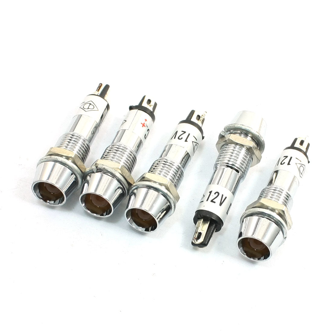 Harfington 5pcs Panel Mounting Yellow Light Indication LED Signal Lamp DC 12V