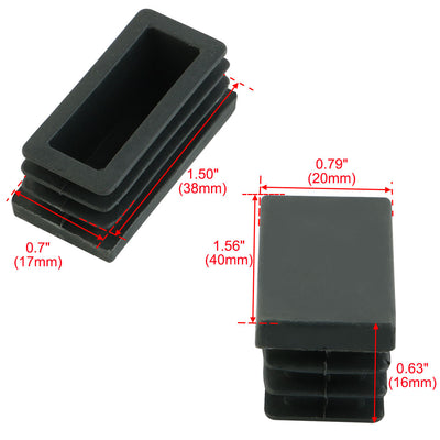 Harfington Uxcell 12pcs 20mmx40mm Black Plastic Blanking End Caps Rectangle Tubing Tube Inserts