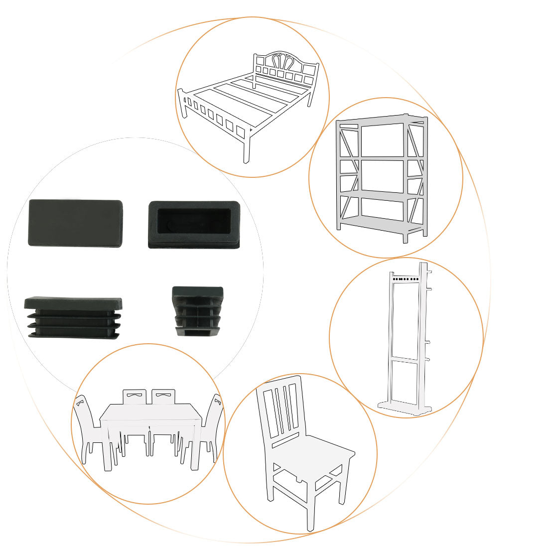 uxcell Uxcell 12pcs 20mmx40mm Black Plastic Blanking End Caps Rectangle Tubing Tube Inserts