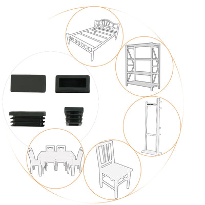 Harfington Uxcell 12pcs 20mmx40mm Black Plastic Blanking End Caps Rectangle Tubing Tube Inserts