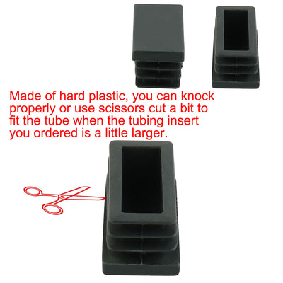 Harfington Uxcell 12pcs 20mmx40mm Black Plastic Blanking End Caps Rectangle Tubing Tube Inserts