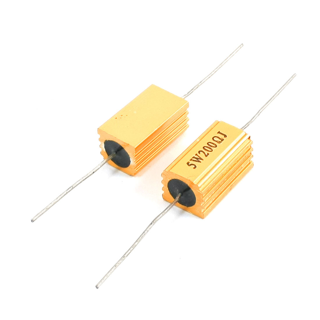 uxcell Uxcell 5W 200 Ohm Axial Gold Tone Heatsink Aluminum Clad Resistor 2 Pcs
