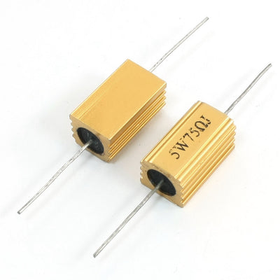 uxcell Uxcell 5W 75 Ohm Axial Gold Tone Heatsink Aluminum Clad Resistor 2Pcs
