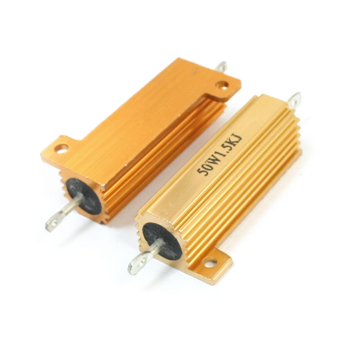 uxcell Uxcell 2 Pcs Lug Terminal Gold Tone Heatsink Aluminum Case Resistor 50W 1.5K Ohm