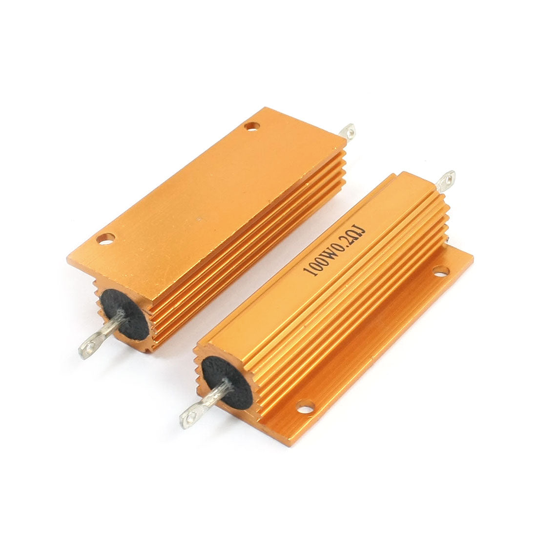 uxcell Uxcell 2 Pcs Chassis Mounted Aluminum Gold Tone Casing Resistors 100W 0.2 Ohm