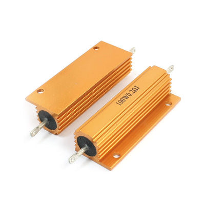 uxcell Uxcell 2 Pcs Chassis Mounted Aluminum Gold Tone Casing Resistors 100W 0.2 Ohm