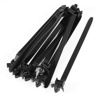 Harfington 170mm x 8.1mm Black Nylon Umbrella Wing Push Mount Electrical Cable Tie 10 Pcs