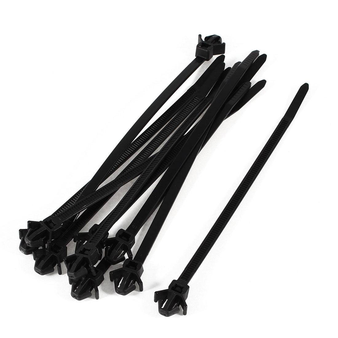 uxcell Uxcell 10 Pcs Adjustable Black Nylon Toothed Auto Car Push Cable Zip Tie 142mm Long