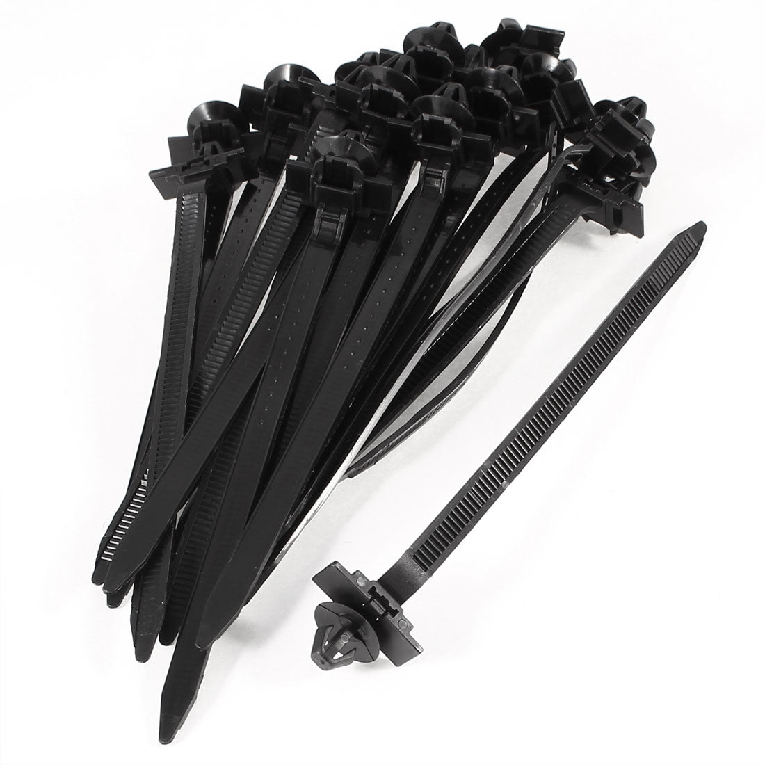 uxcell Uxcell 160mm x 7mm Flexible Toothed Fixed Base Push Mount Wire Cable Zip Tie 20 Pcs