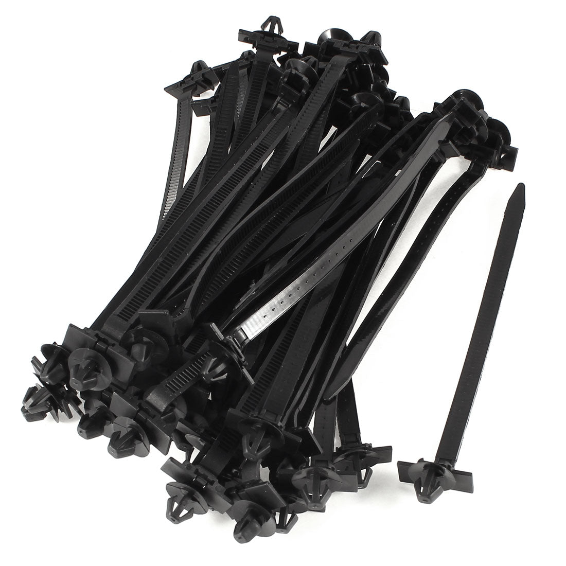 uxcell Uxcell 50Pcs 159mm Long Flexible Black Nylon Dome Push Mount Cable Tie Auto Parts