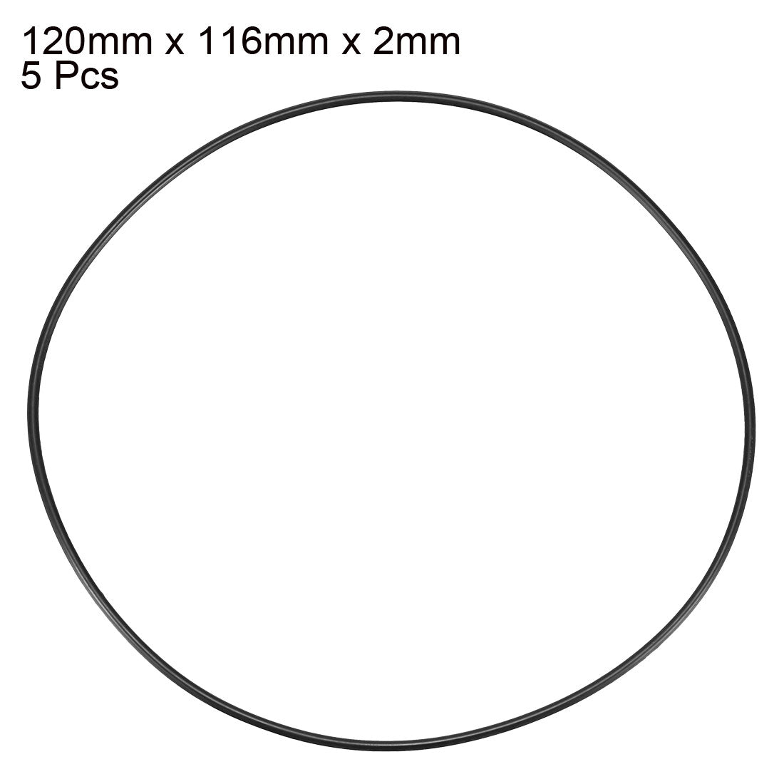 uxcell Uxcell 120mm x 2mm Round Rubber Oil Seal O Ring Gasket Washer Black 5 Pcs