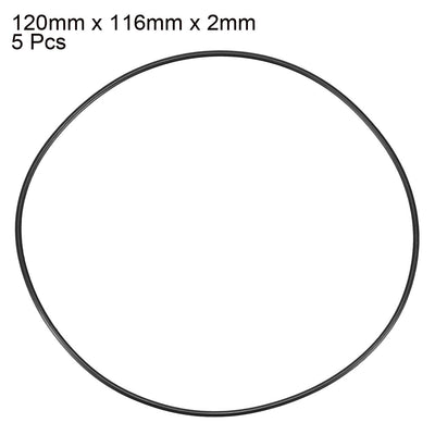 Harfington Uxcell 120mm x 2mm Round Rubber Oil Seal O Ring Gasket Washer Black 5 Pcs