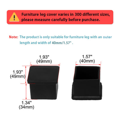 Harfington Uxcell Black Rubber Furniture Table Foot Leg Covers Pad Floor Protector 2pcs 40mmx40mm