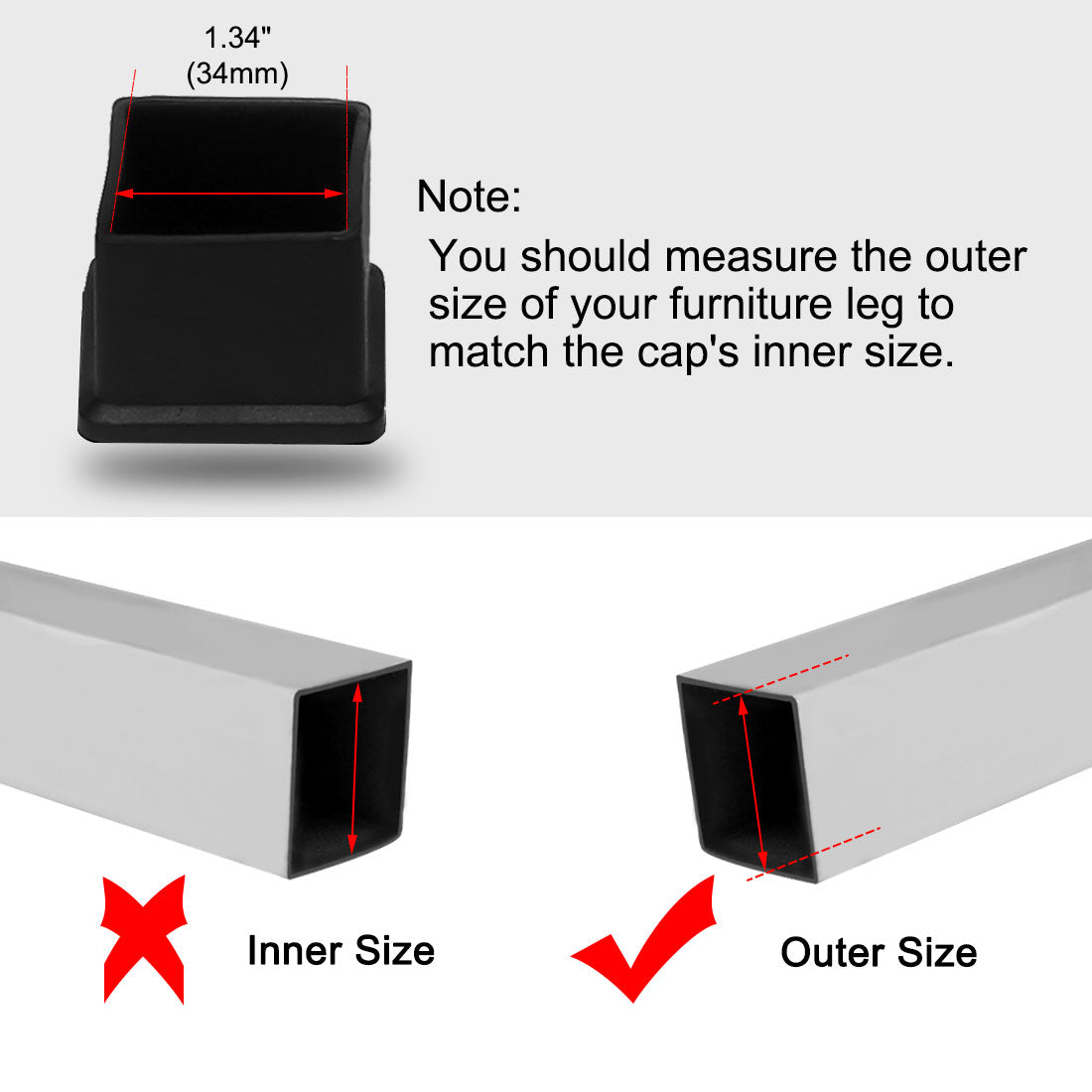 uxcell Uxcell Black Rubber Furniture Table Foot Leg Covers Pad Floor Protector 2pcs 40mmx40mm