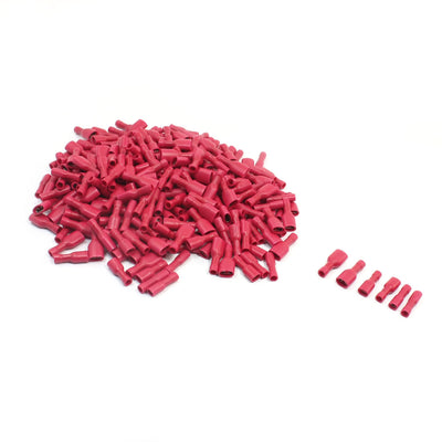 Harfington Red Female Spade Crimp Connecting Plastic Covered Full Insulated Wire Terminals 22-16AWG 300Pcs