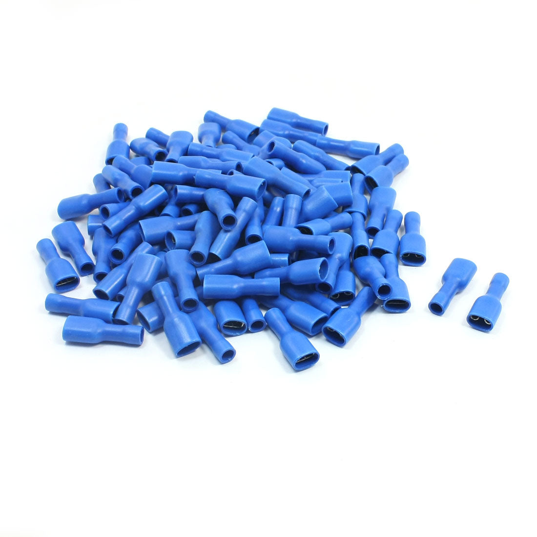 Harfington 100Pcs FDFD2-250 Blue Plastic Coated Sleeve Fully Insulated Female Spade Crimp Wire Terminal 16-14AWG