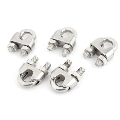 uxcell Uxcell 5 Pcs Stainless Steel Cable Clip Clamp Silver Tone for 10mm 25/64" Wire Rope