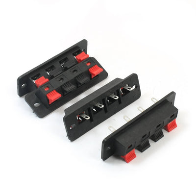 uxcell Uxcell 4Pcs Audio Cable Red Black Single Row 4 Position Push in Jack Speaker Terminals 65x20mm