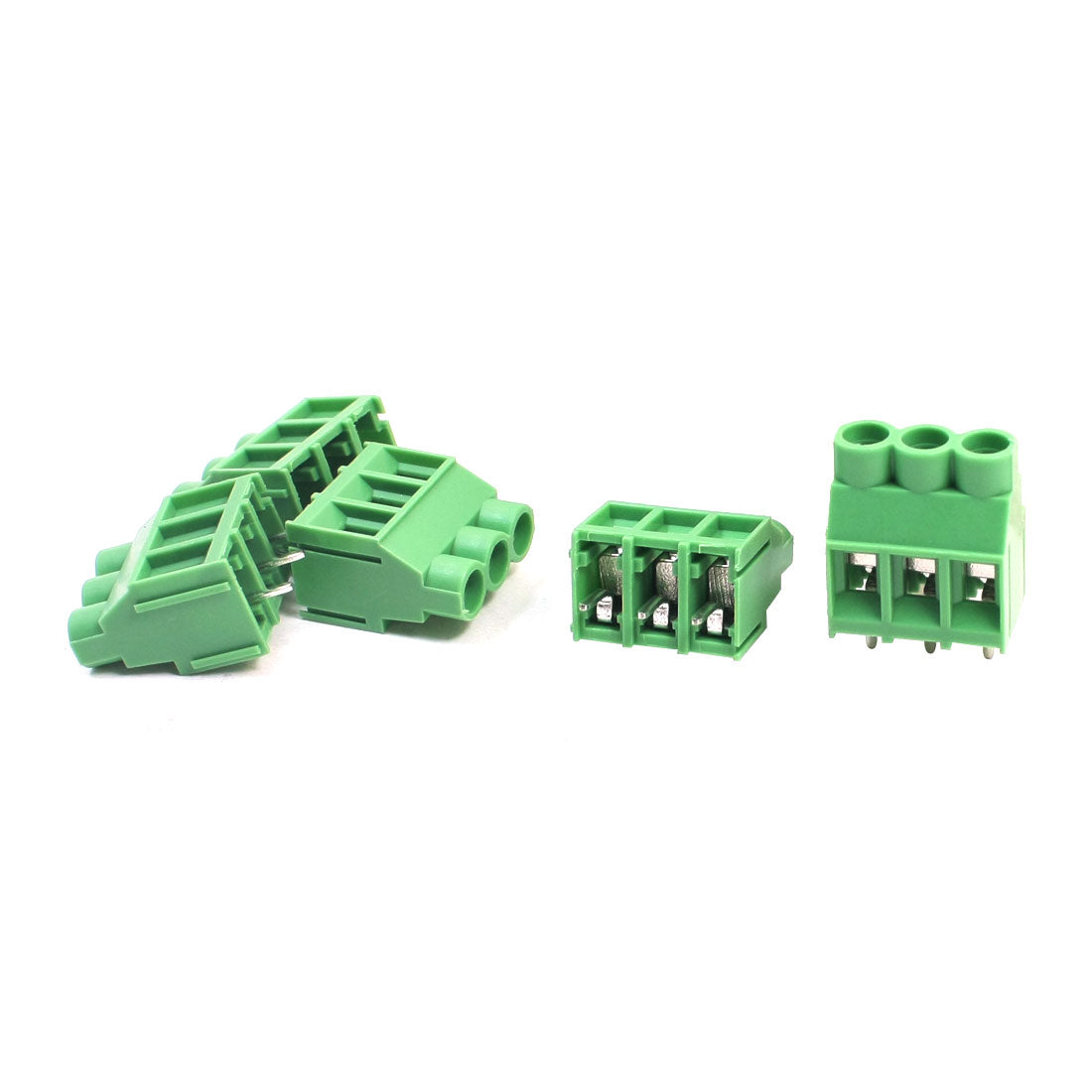 uxcell Uxcell 5 Pcs KF635 300V 6.35mm Spacing 4-Pole Through Hole Mounting PCB Screw Terminal Barrier Block Connector