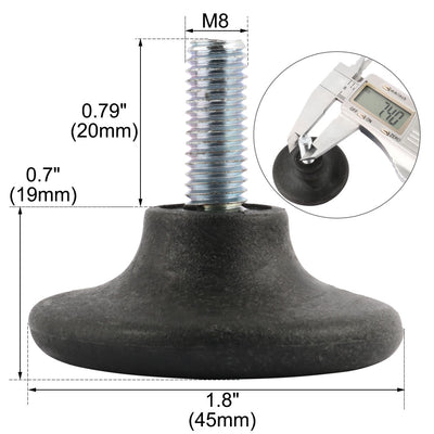 Harfington Uxcell 10 Pcs Metal 8mm Dia Threaded Rod Rounded Plastic Base Leveling Foot