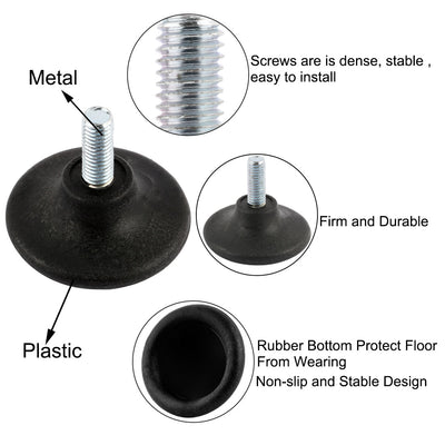 Harfington Uxcell 10 Pcs Metal 8mm Dia Threaded Rod Rounded Plastic Base Leveling Foot