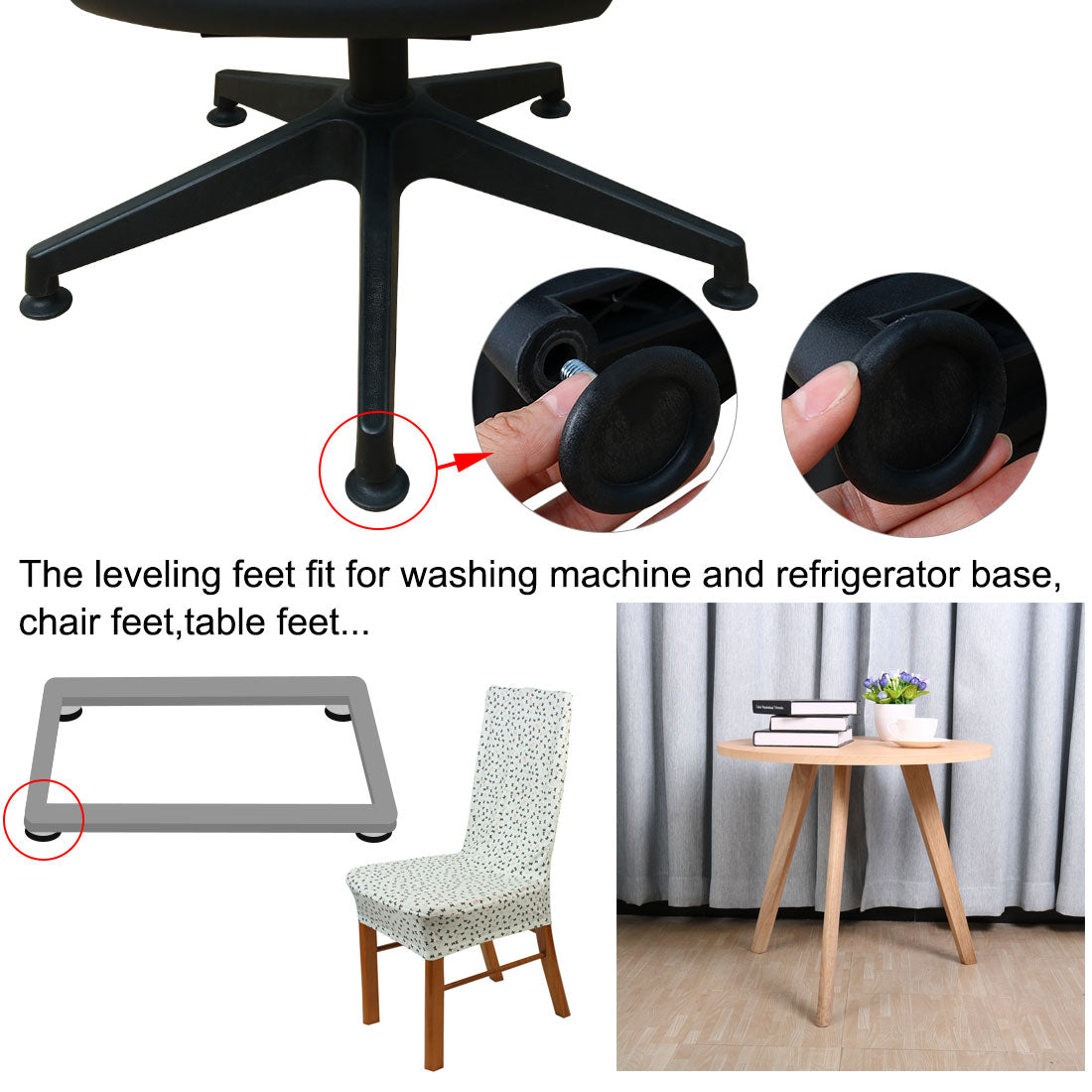 uxcell Uxcell 10 Pcs Metal 8mm Dia Threaded Rod Rounded Plastic Base Leveling Foot