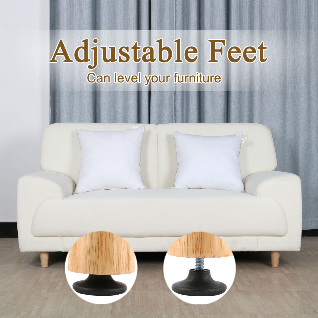 uxcell Uxcell 10 Pcs Metal 8mm Dia Threaded Rod Rounded Plastic Base Leveling Foot