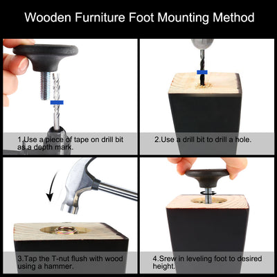 Harfington Uxcell 10 Pcs Metal 8mm Dia Threaded Rod Rounded Plastic Base Leveling Foot