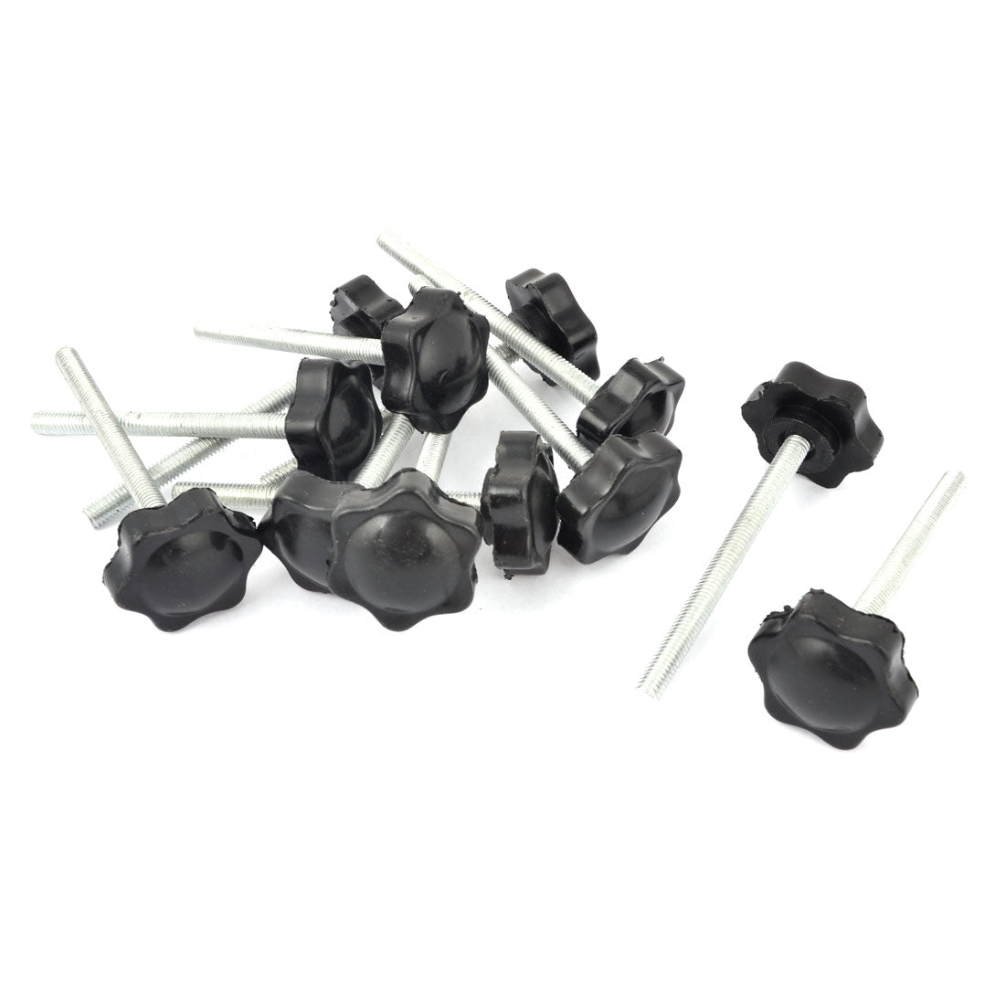 uxcell Uxcell M6 x 70mm Male Thread 32mm Star Head Dia Screw On Type Clamping Knob 12Pcs