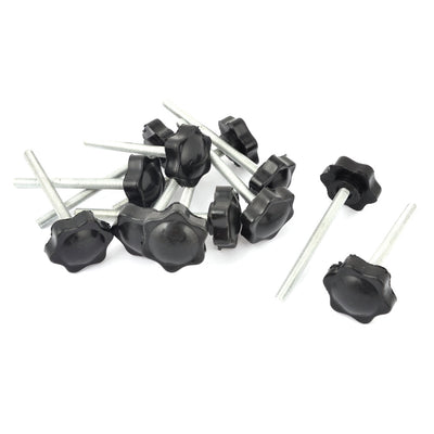 uxcell Uxcell M6 x 70mm Male Thread 32mm Star Head Dia Screw On Type Clamping Knob 12Pcs