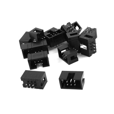 Harfington 15Pcs DC3-6P 2x3 Pins 2.54mm Pitch Straight Connector Pin IDC Box Headers