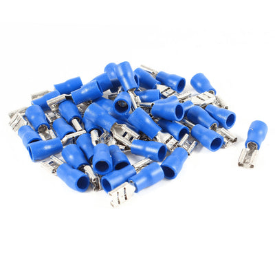 Harfington 40 Pcs Blue Pre Insulated Sleeves AWG16-14 Cable Connect Spade Receptacle Crimp Terminals FDD 2-187