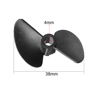 Harfington Uxcell RC Boat Propeller 4.0mm Shaft 2 Vanes 38mm 1.4 P/D Fan Shape Pastic Black CW Rotating Propeller Props for RC Boat, 2pcs