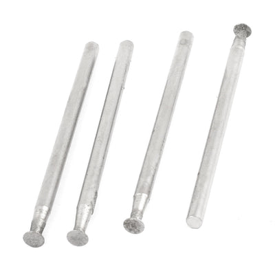 uxcell Uxcell 2.35mm x 3mm Silver Tone Metallic Shank Flat Tip Diamond Mounted Point 4 Pcs