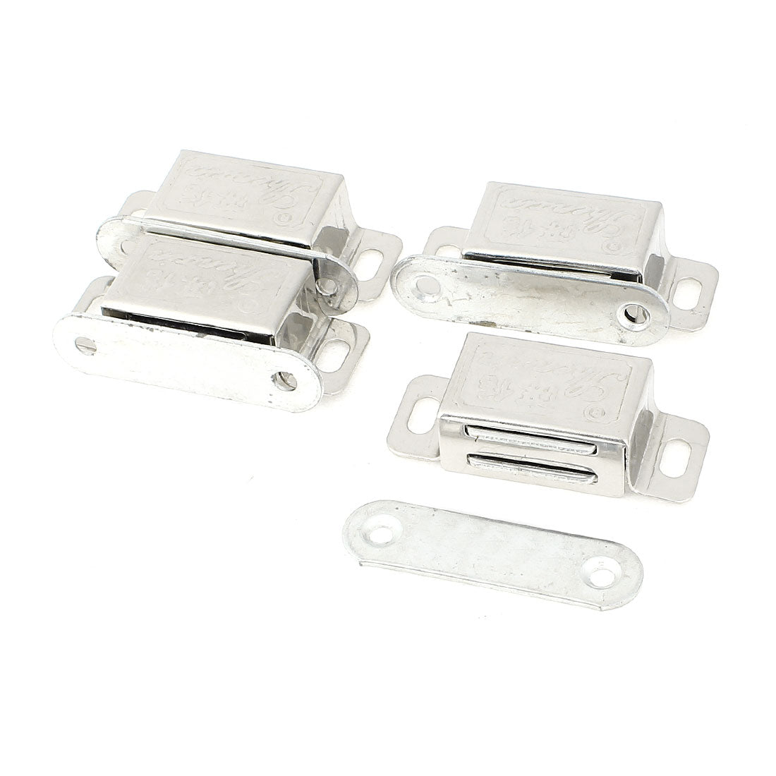 uxcell Uxcell 4 Pcs Silver Tone Stainless Steel Door Magnetic Catch Latch Set