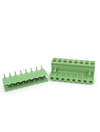 Harfington Uxcell 10Pcs AC 300V 10A 8P Pins PCB Screw Terminal Block Connector 5.08mm Pitch Green