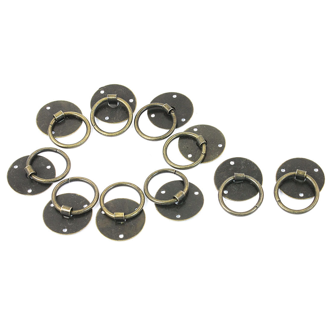 uxcell Uxcell Round Shape Base Dresser Necklace Box Jewelry Case Small Door Pull Handle Ring Bronze Tone 19mm Dia 10 Pcs