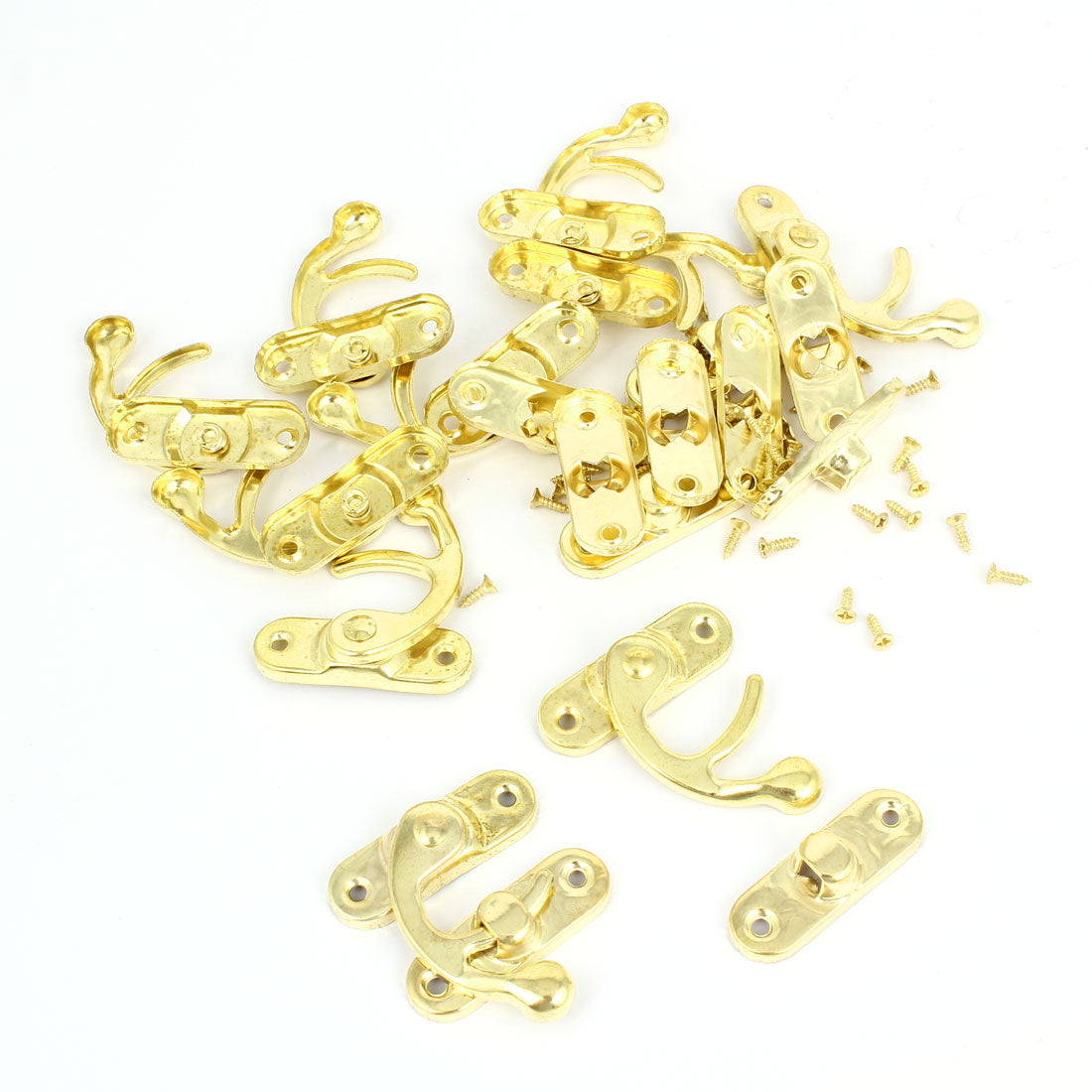 uxcell Uxcell Right Latch Hook Antique Wood Jewelry Box Suitcase Catch Hasp Press Trunk Chest Swing Bag Clasp Lock Decorative Gold Tone 10 Pcs w Screws