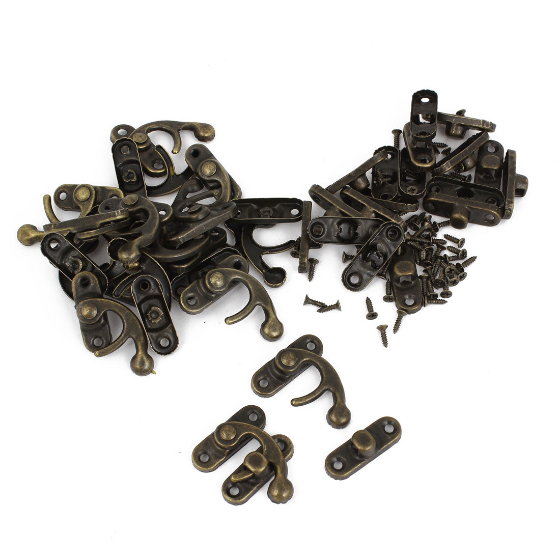 uxcell Uxcell Right  Latch Hook Wood Box Catch Decor Bronze Tone 20 Pcs w Screws