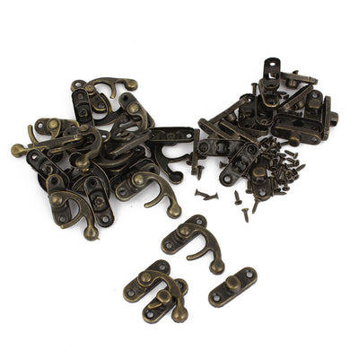 uxcell Uxcell Right  Latch Hook Wood Box Catch Decor Bronze Tone 20 Pcs w Screws