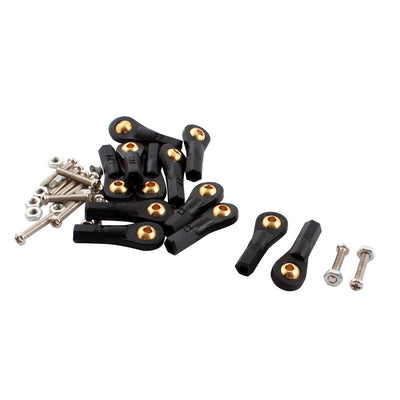 Harfington 12Pcs RC Car Boat Black 2.5X27X3mm Rod End Metal Ball Head Buckle Joints Set w Screws