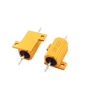 Harfington Uxcell 2pcs 20W Power 12 Ohm Resistance Value 1% Tolerance Yellow Aluminum Housed Clad Resistors