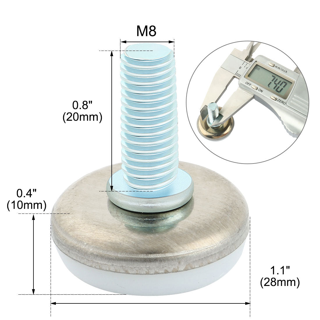 uxcell Uxcell 8mmx30mmx20mm Adjustable Threaded Metal Rod Leveling Guide Support Foot 4 Pcs