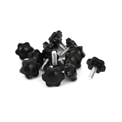 Harfington 15 Pieces Star Shaped 6mm M6 Thread Screw On Clamping Knob Black