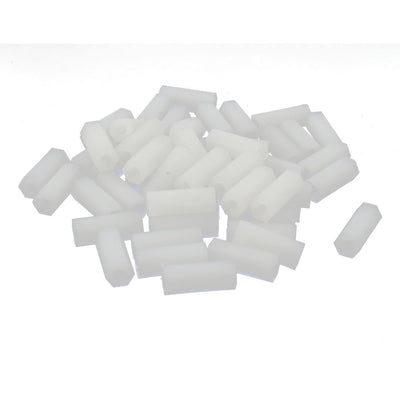 Harfington 15mm M3 Female/Female Nylon PCB Spacer Hex Stand-Off Pillar Nut 50 Pcs