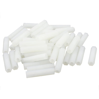 uxcell Uxcell 25mm M3 Female Thread White Nylon Hex PCB Spacer Standoff Hexagonal Nut Pillar 50Pcs