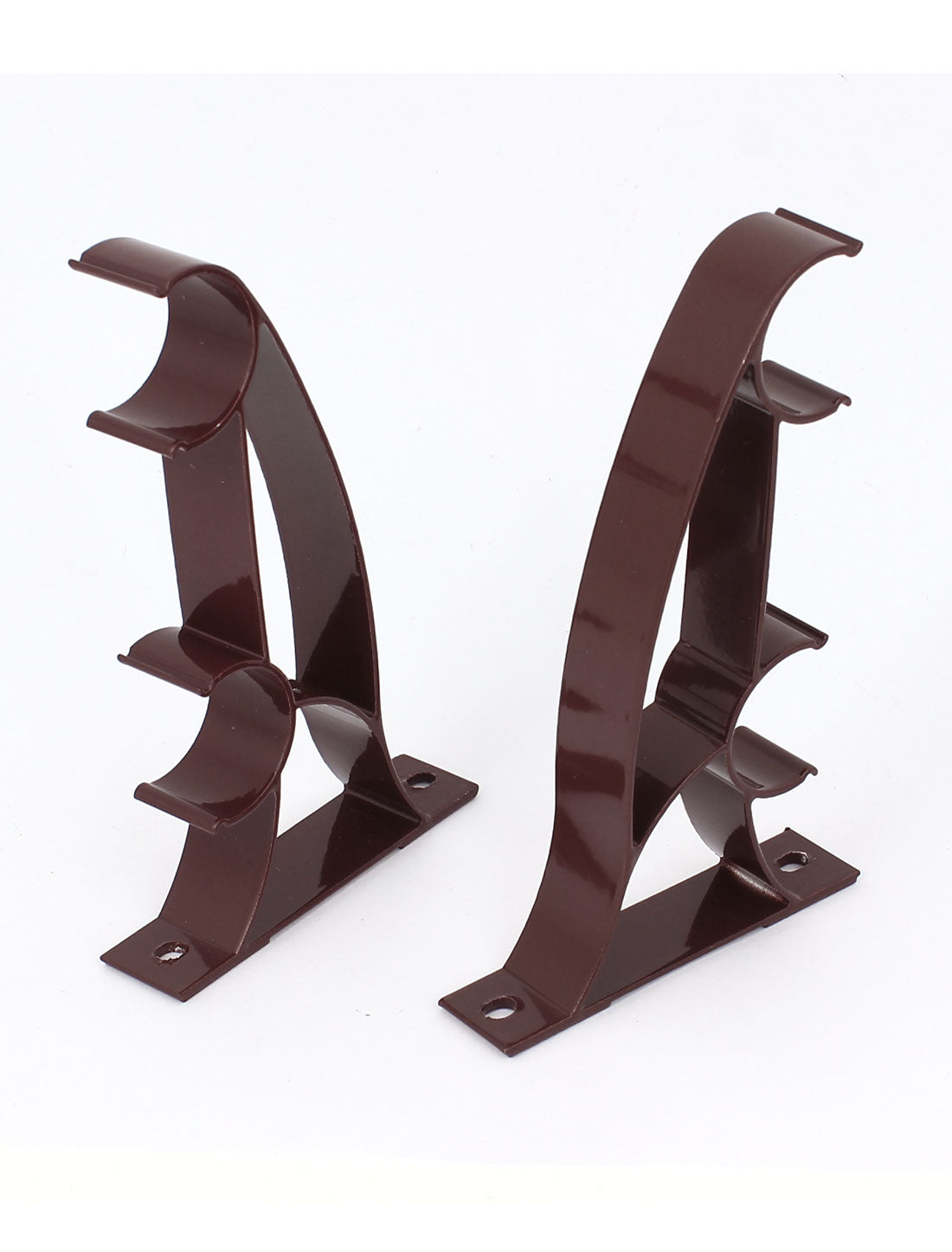 uxcell Uxcell 2pcs Double 1" 25mm Dia Drapery Curtain Rod Tube Pole Wall Bracket Burgundy