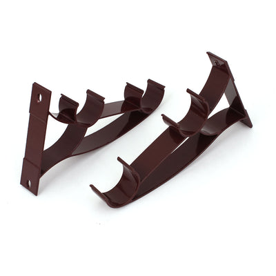 uxcell Uxcell 2pcs Double 1" 25mm Dia Drapery Curtain Rod Tube Pole Wall Bracket Burgundy