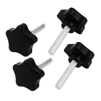 uxcell Uxcell 4 Pcs 40mm x 8mm Thread Plastic Star Head Clamping Screw Knob Handle Black